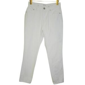 Superdown White Cropped Mom Jeans Straight Leg Distressed Cuffs Size 26